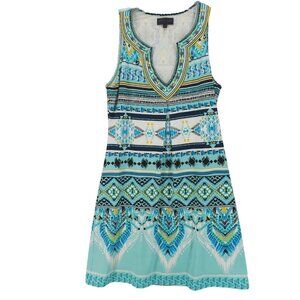 HALE BOB Sleeveless Jersey Dress Geometric Pattern Beaded Size SMALL